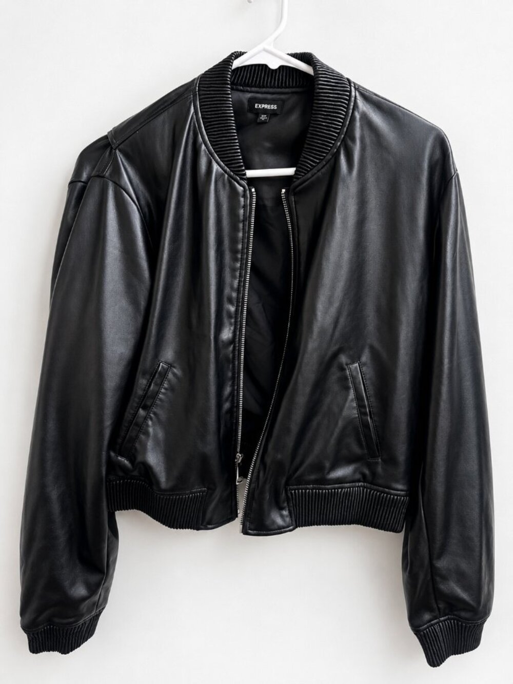 Faux Leather Bomber Jacket (M)